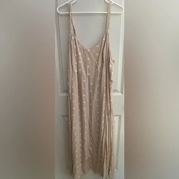 Old Navy | Dresses | Old Navy Polka Dot Maxi Dress Womens Beige White  Smocked Side Slit Slip Size Xxl | Poshmark
